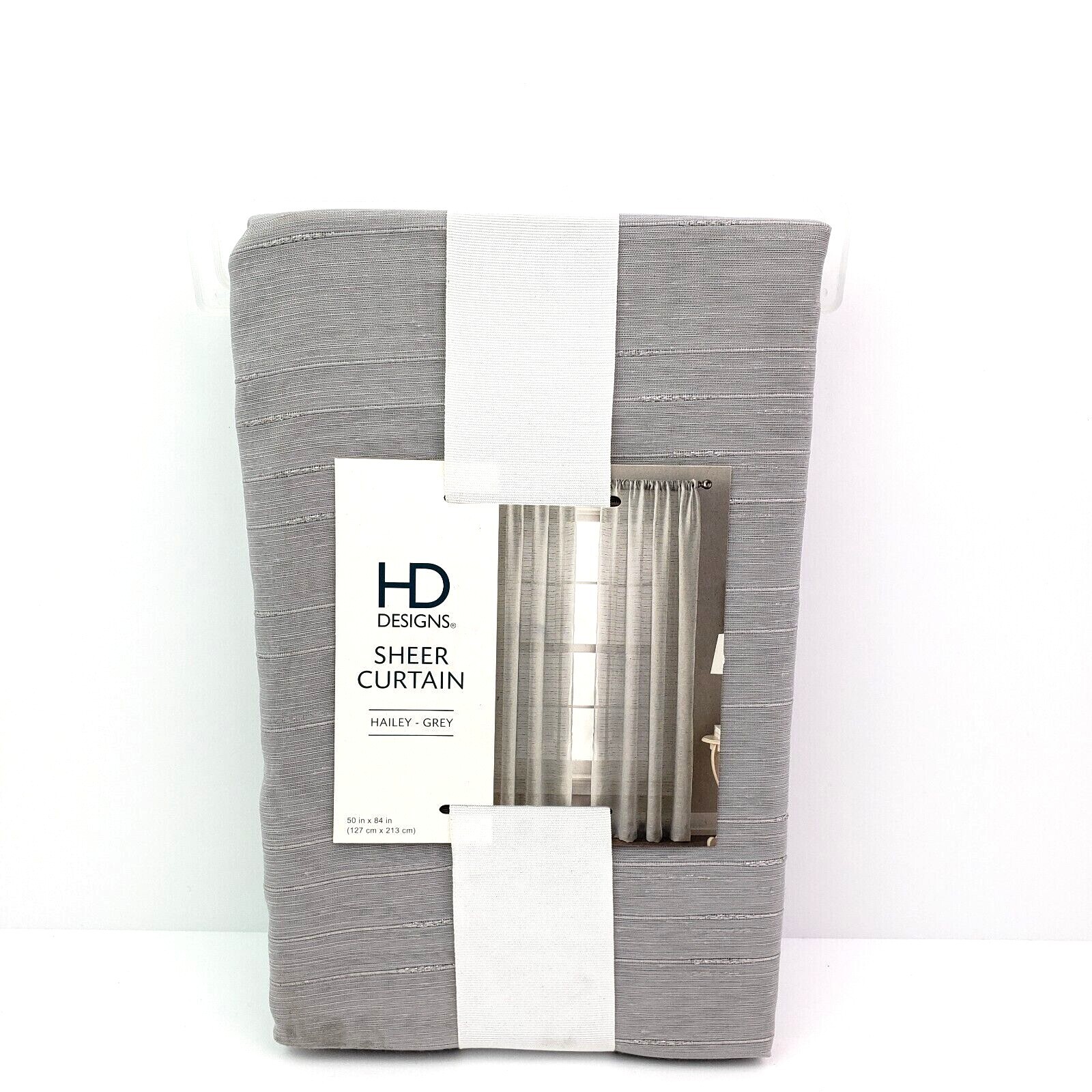 HD Designs Hailey Grey 50 in x 84 in One Panel Sheer Curtain 7202-G