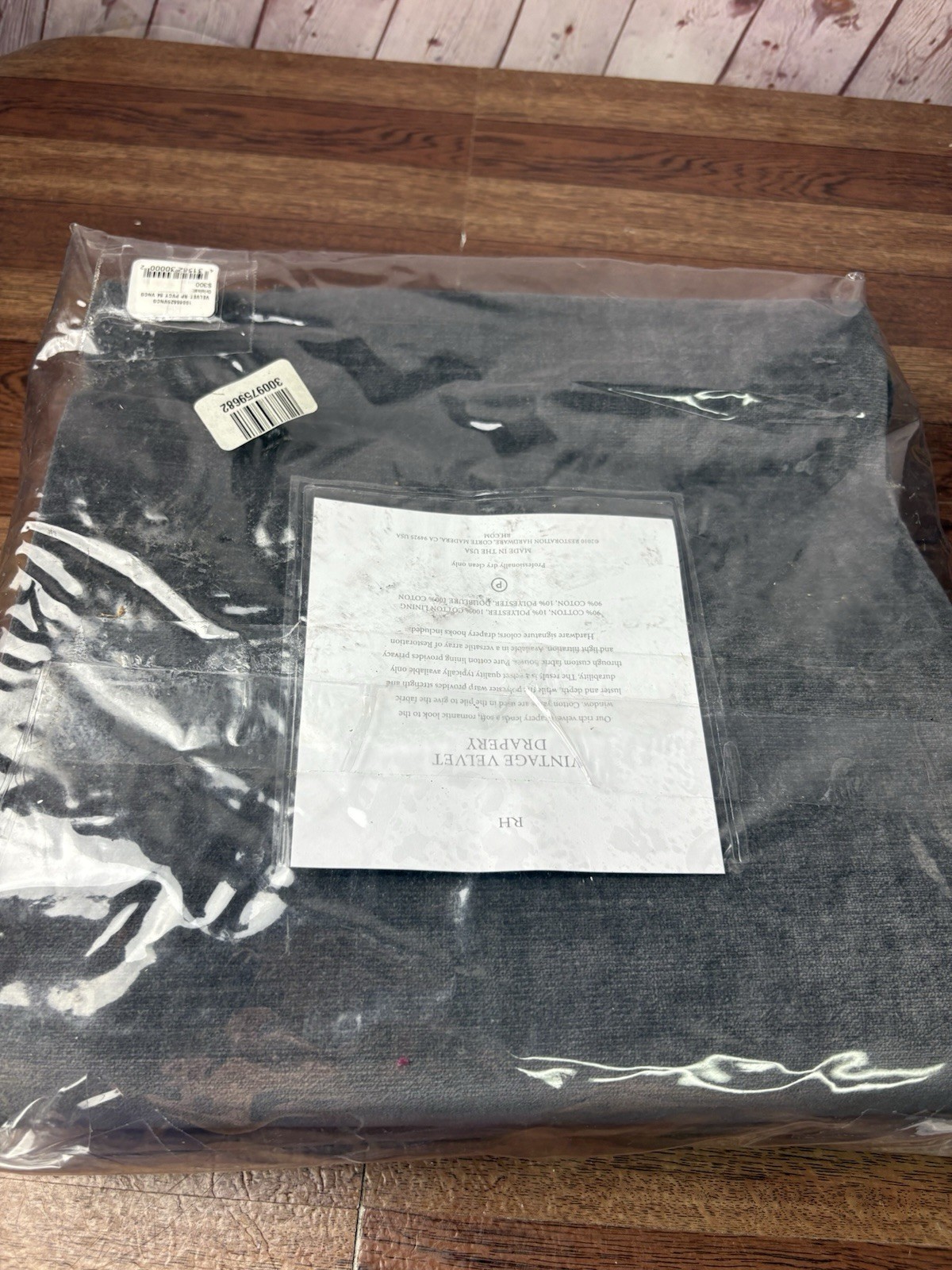 Restoration Hardware Vintage Velvet Drapery Privacy RP 50″W x 84″L Carbon NEW