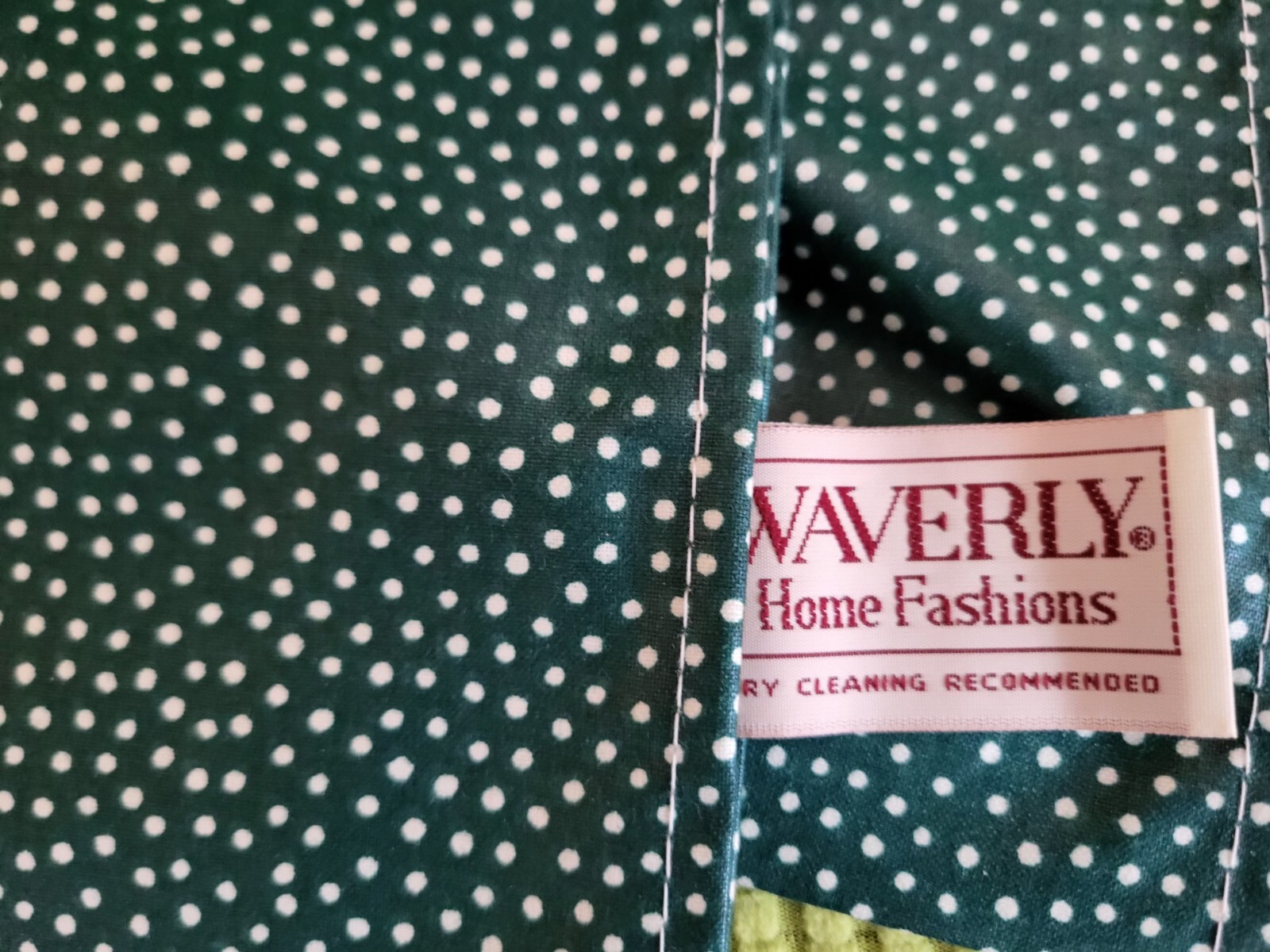 2 Vtg 80s 90s Waverly Window Valences Green White Dot 78″