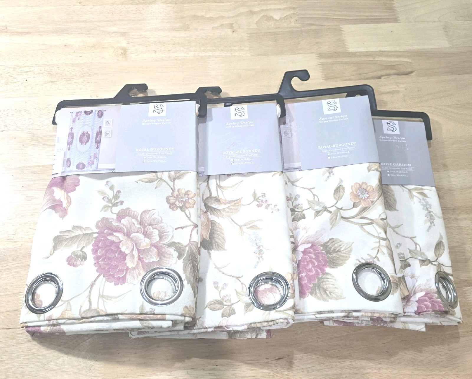 4 Pair of Royal Burgandy Eyelet Ring Strong material Curtain Sets of 2 54′ 84″