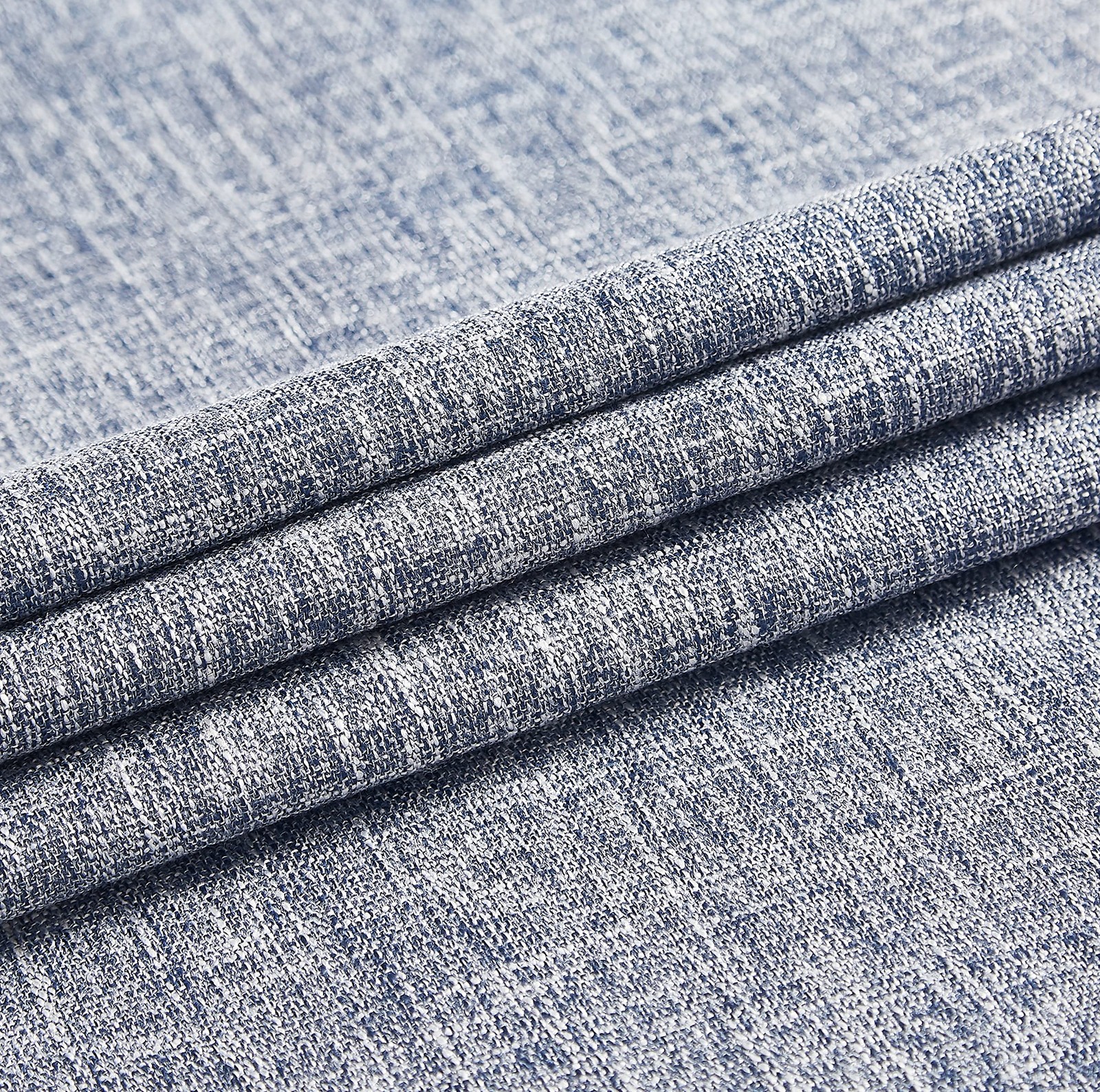 Central Park Navy Solid Full Blackout Curtain Heavy Linen Texture Window