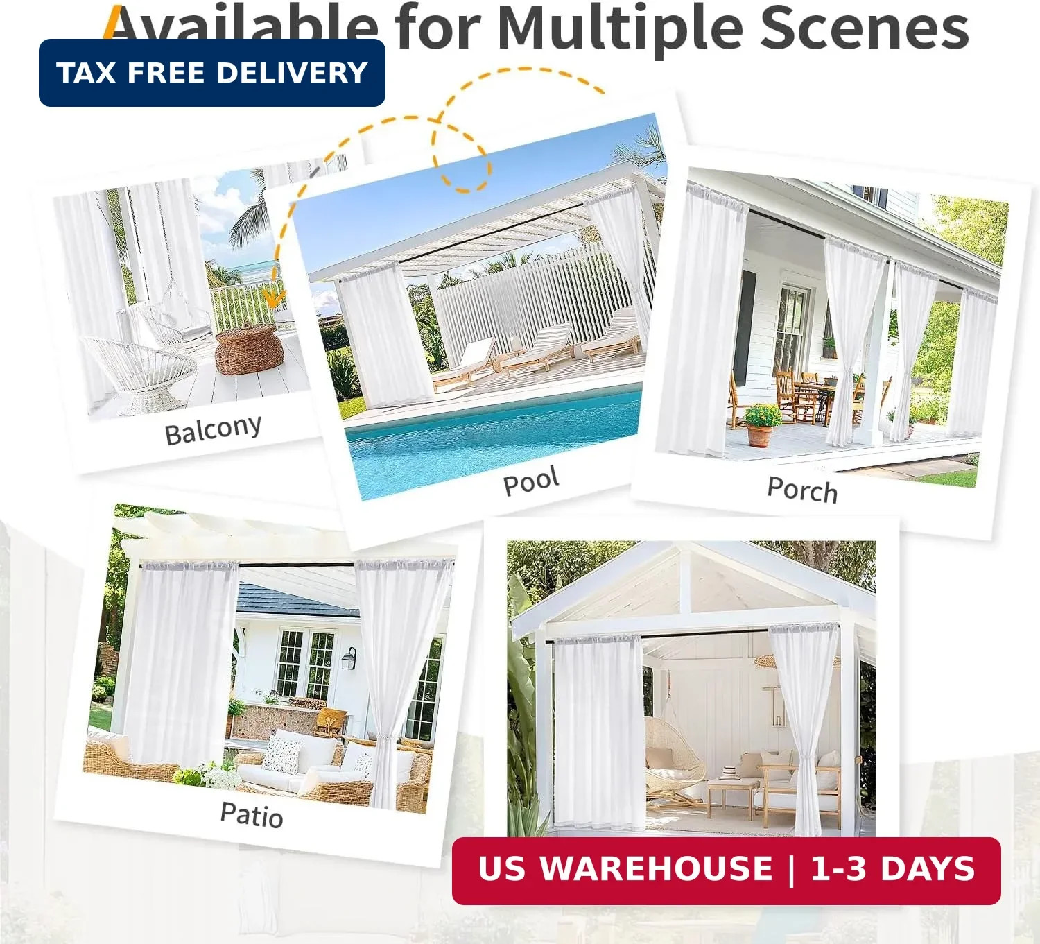 MIULEE White Privacy Outdoor Curtains Waterproof Non-See-Through Semi Sheer 2 Pa