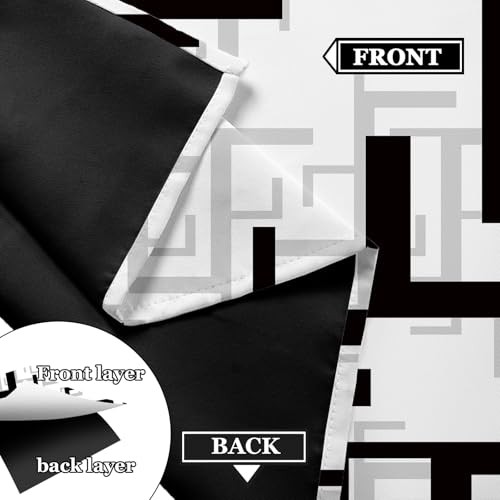 Modern Blackout Curtains for Bedroom 52″W x 96″L (Pack of 2) Black and White