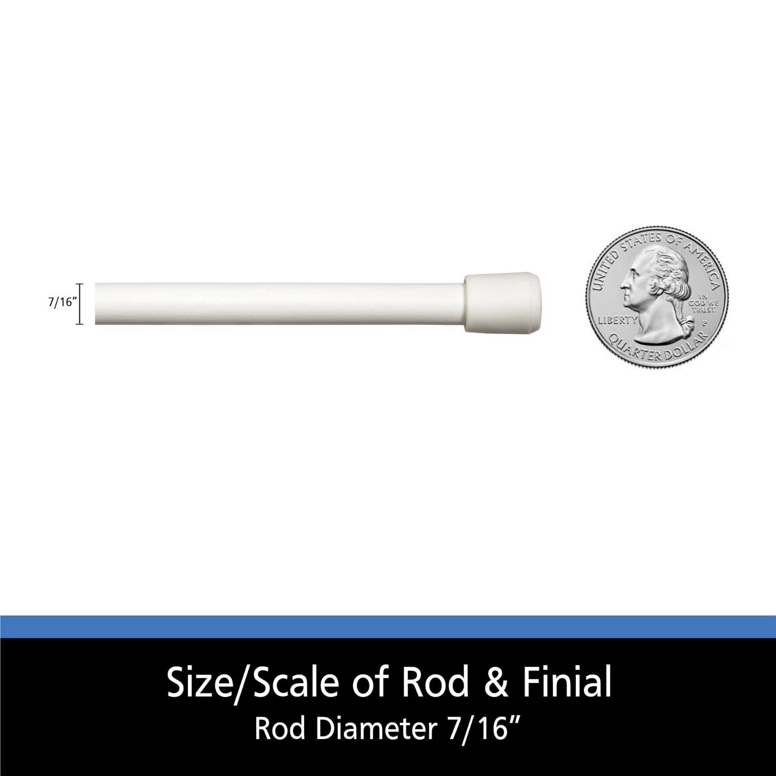 Mainstays Adjustable Spring Tension Curtain Rod 28-48 in White 7/16 Steel
