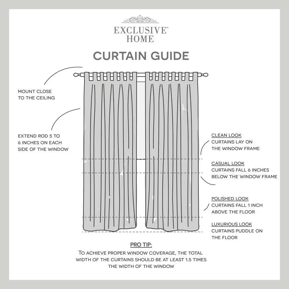 Bella Silver Solid Sheer Tab Top Curtain, 54 In. W X 96 In. L (Set of 2)