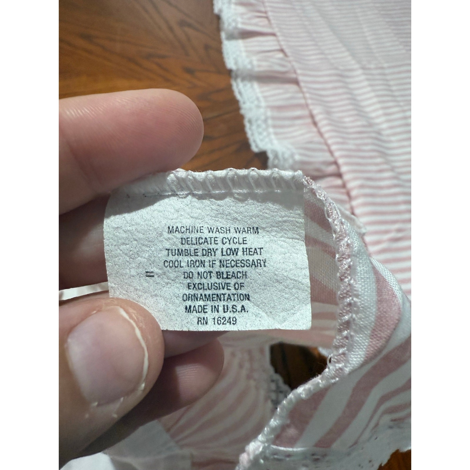 Vintage Set 2 Pink Striped Valance Curtains 64×16 Lace Ruffle Edge Girls Nursery