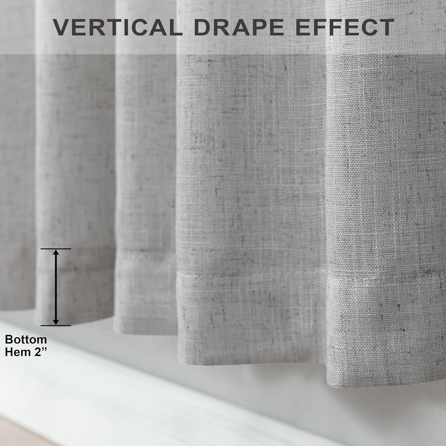 Curtains, light gray linen curtains, semi-transparent, double-layer design