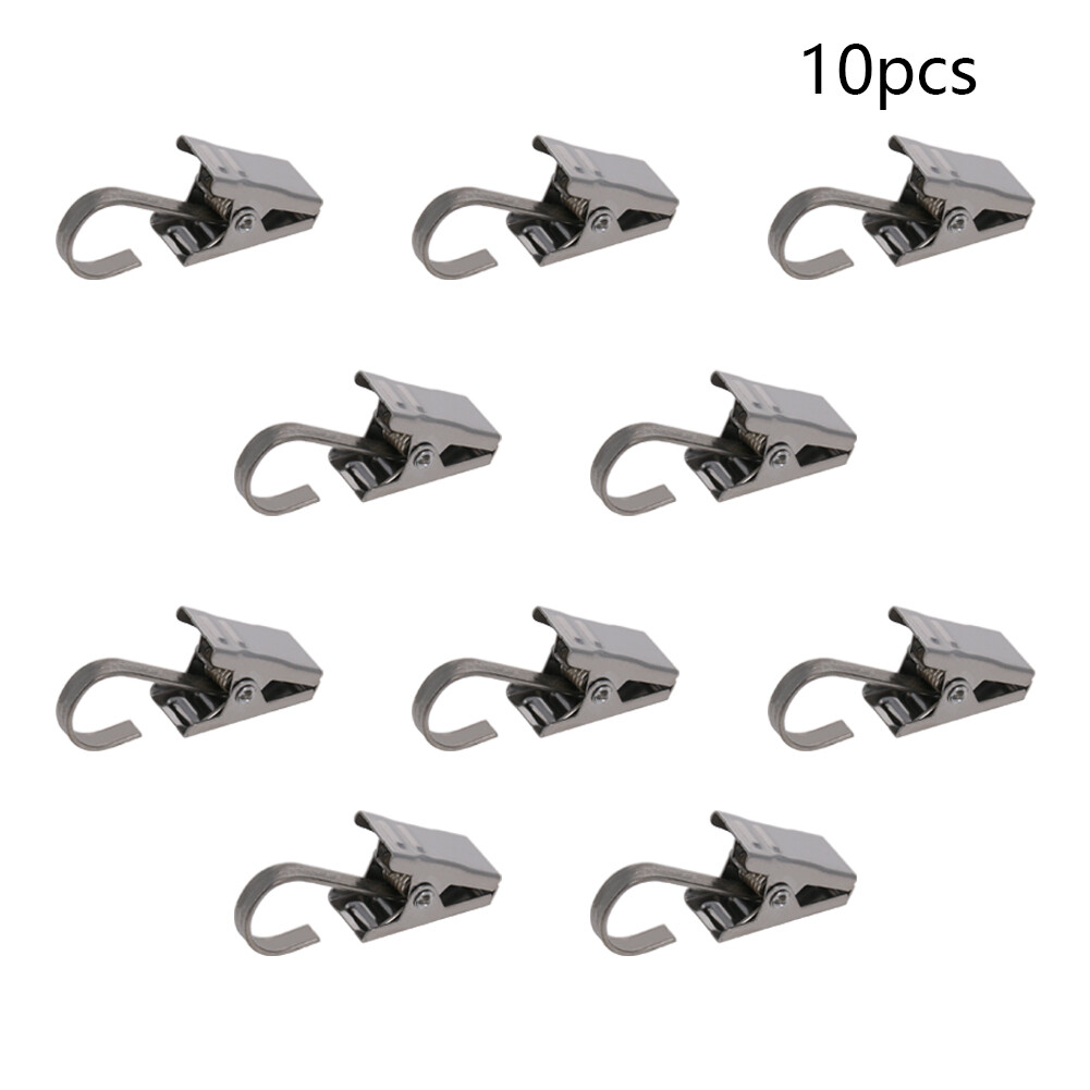 Curtain Clips Strong Stainless Steel Pole Rod Hooks with Clips 9.6x14mm