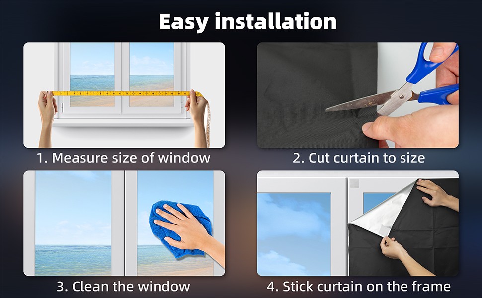 Portable Blackout Curtains 40″×59″, Strong Hook and Loop Tape Strips with