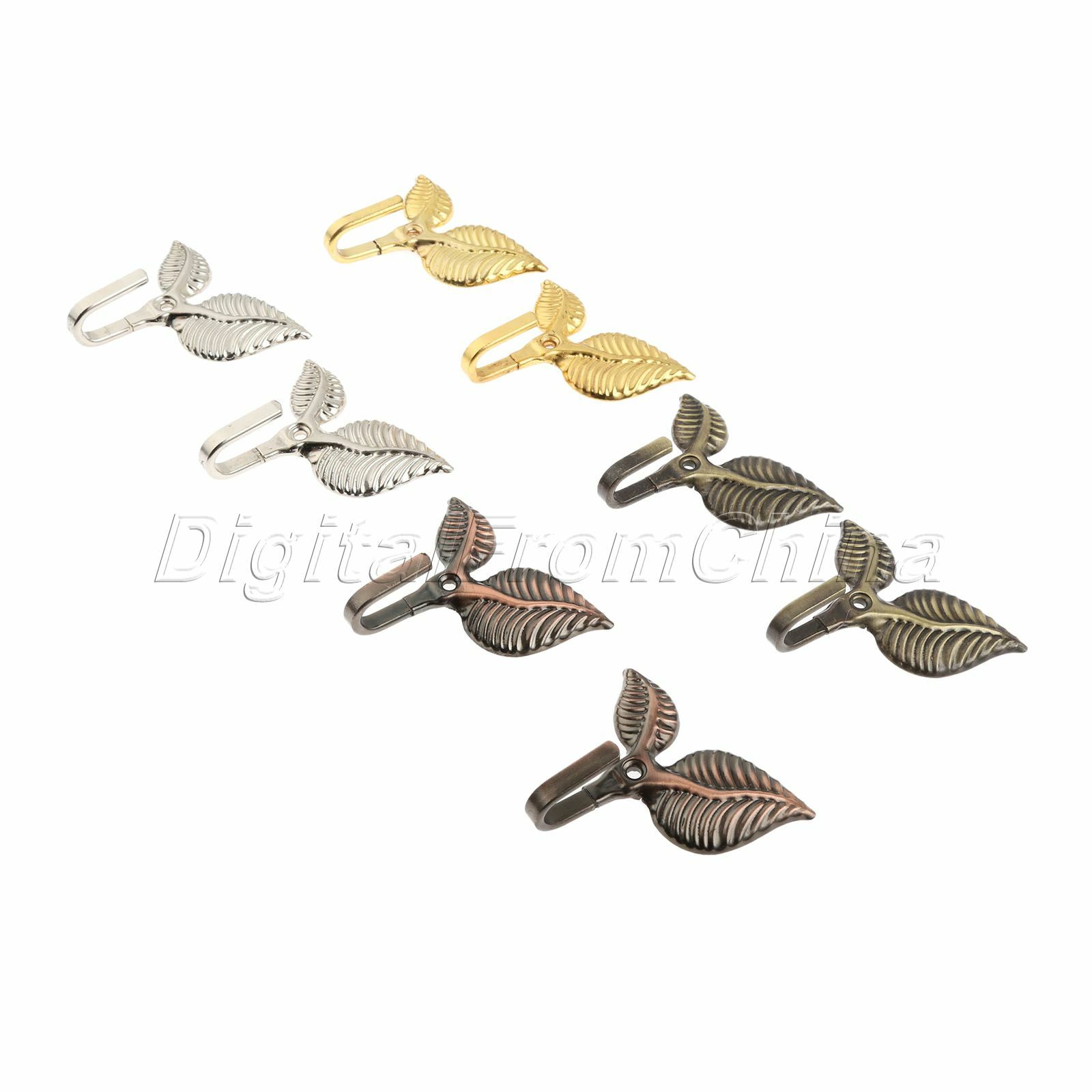 Vintage Leaf Design Curtain Tieback Hook Holder w/ Screws Home Wall Mount Decor