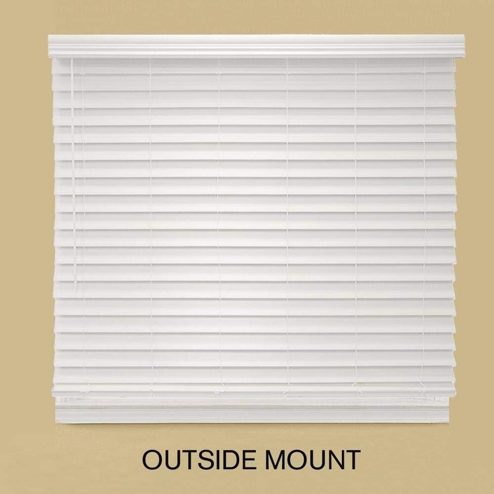 Decorators White Cordless Room Darkening 2 ” Faux Wood Blind 59″x64″ 2 PACK