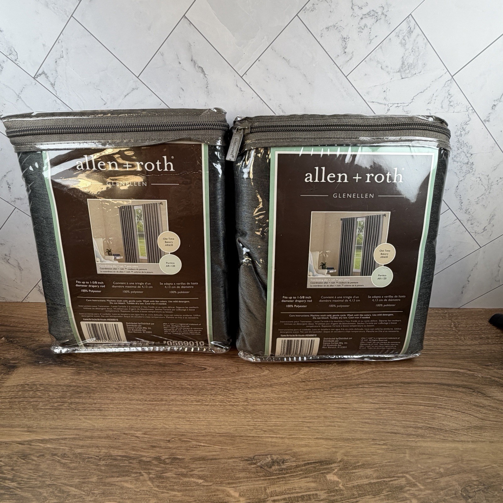 Allen + Roth 52” X 84” Coal Back Tab Lined Curtain Panels Set of 2 NEW #0569010
