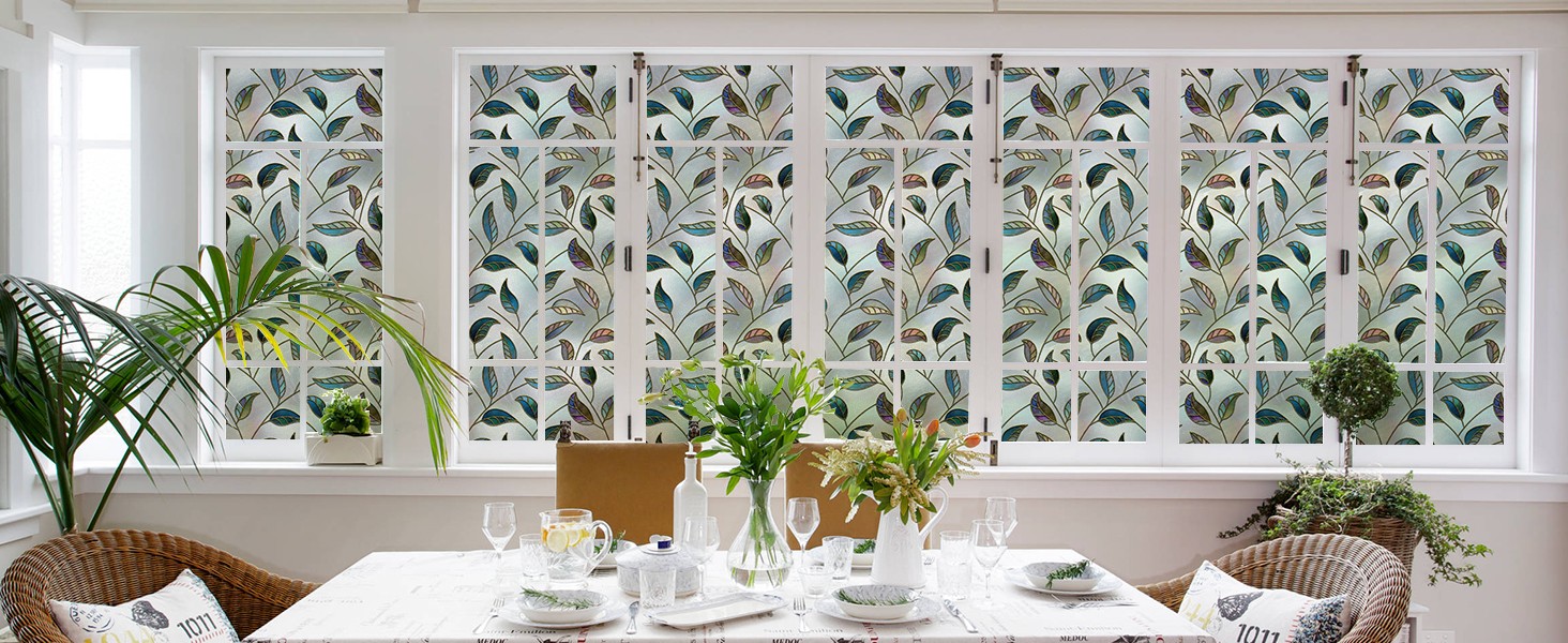 DKTIE Wooden Blinds Pattern Decorative Window Film, Sun Blocking Heat Control,