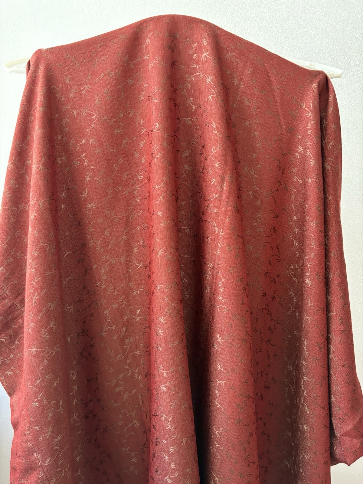 Single Narrow Panel Vntg Curtain Rust Gold Leaf Print Rayon Blend 38″ x 85 1/2″