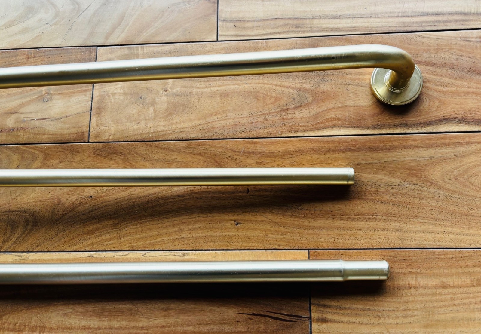 Two Sets! Blackout Rounded Curtain Rod Brass – Threshold – 66″-120” & 36″-66″