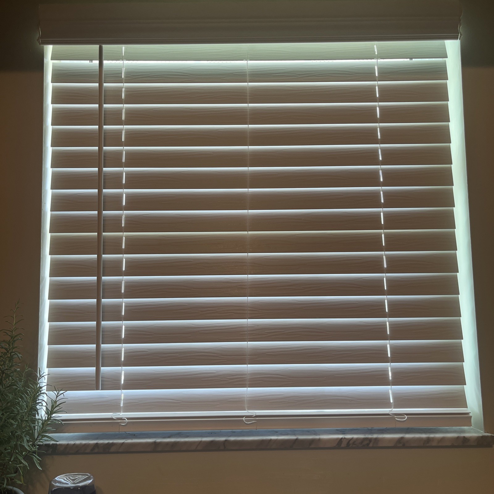 2 Available LOTUS & WINDOWARE 2” inch Cordless Faux Wood Blind 34” X 36”