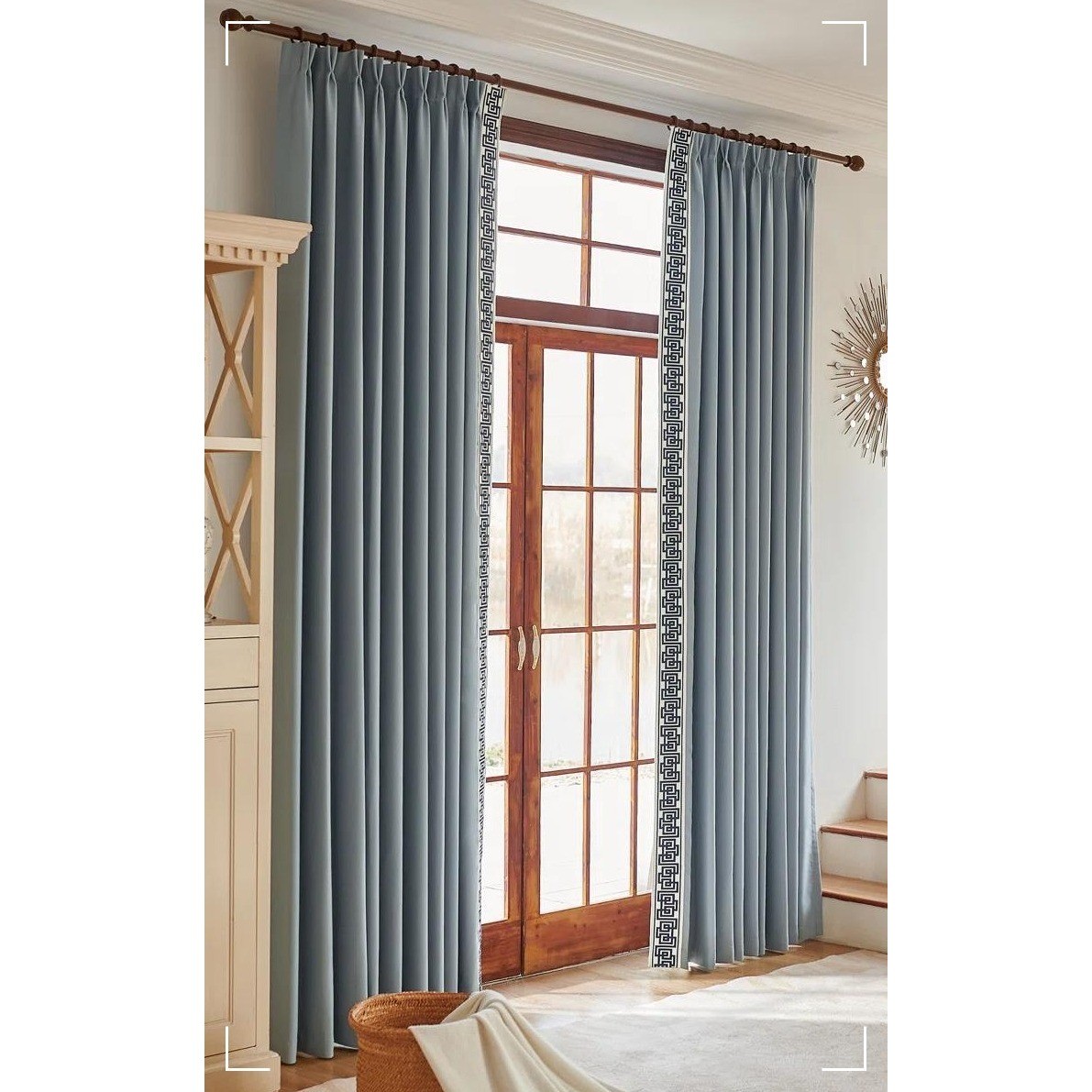 Visionary Home Allison Room Darkening Curtain Pair Gray Greek Key 50×84