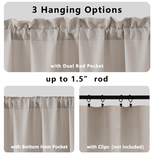 Curtains 30 Inch Length 2 Panels, Light 30″W x 30″L (Pack of 2) Moon Beige