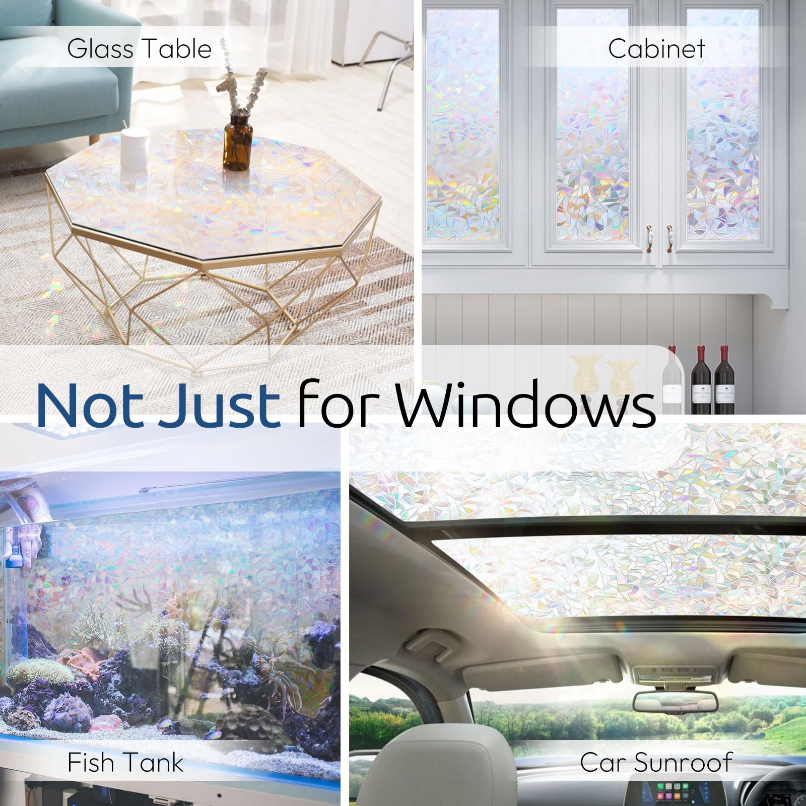 rabbitgoo Window Privacy Film Rainbow Decorative 17.5″ x 78.7″, Clear