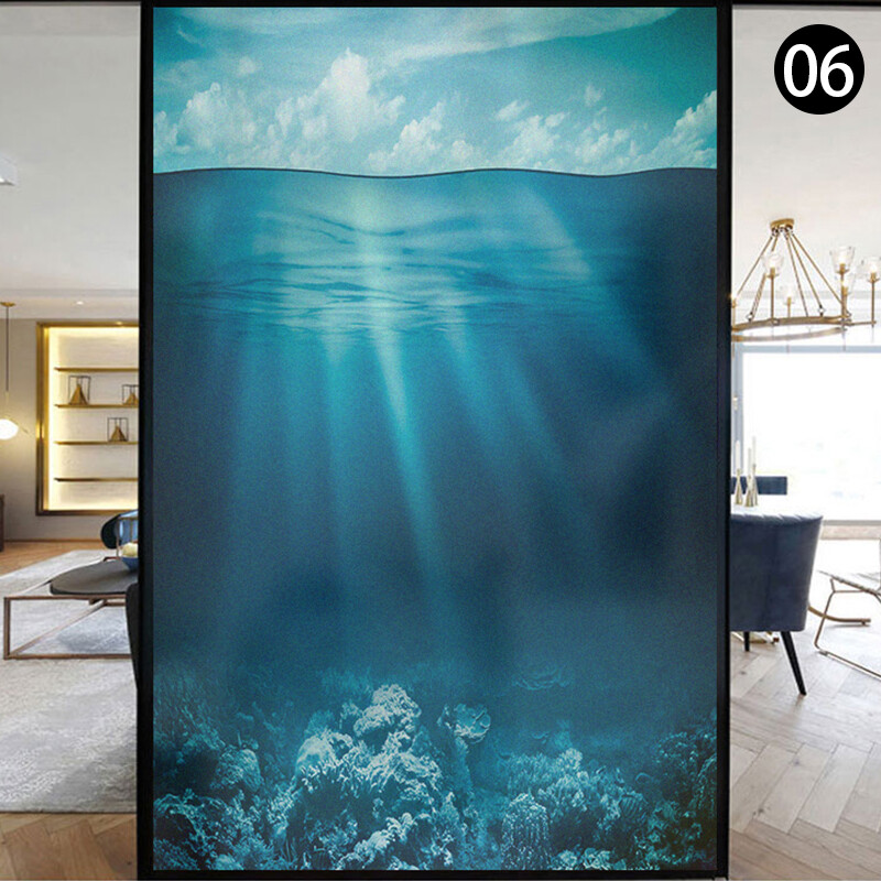 New Ocean Underwater Static Clings Frosted Glass Stained Window Sticker Film