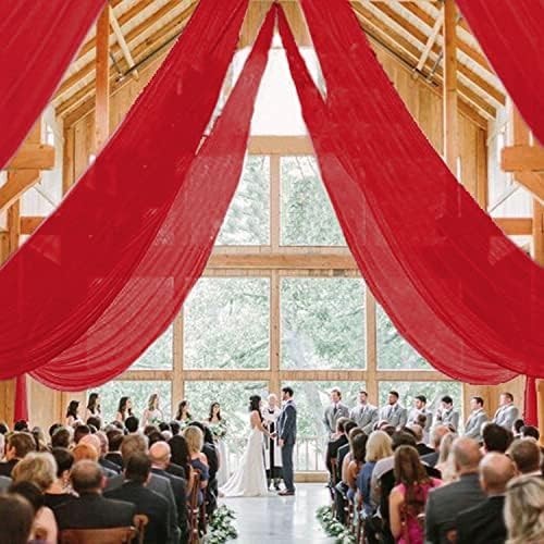 Red Chiffon Ceiling Drapes for Weddings & Parties – 2 Panels 5x20ft