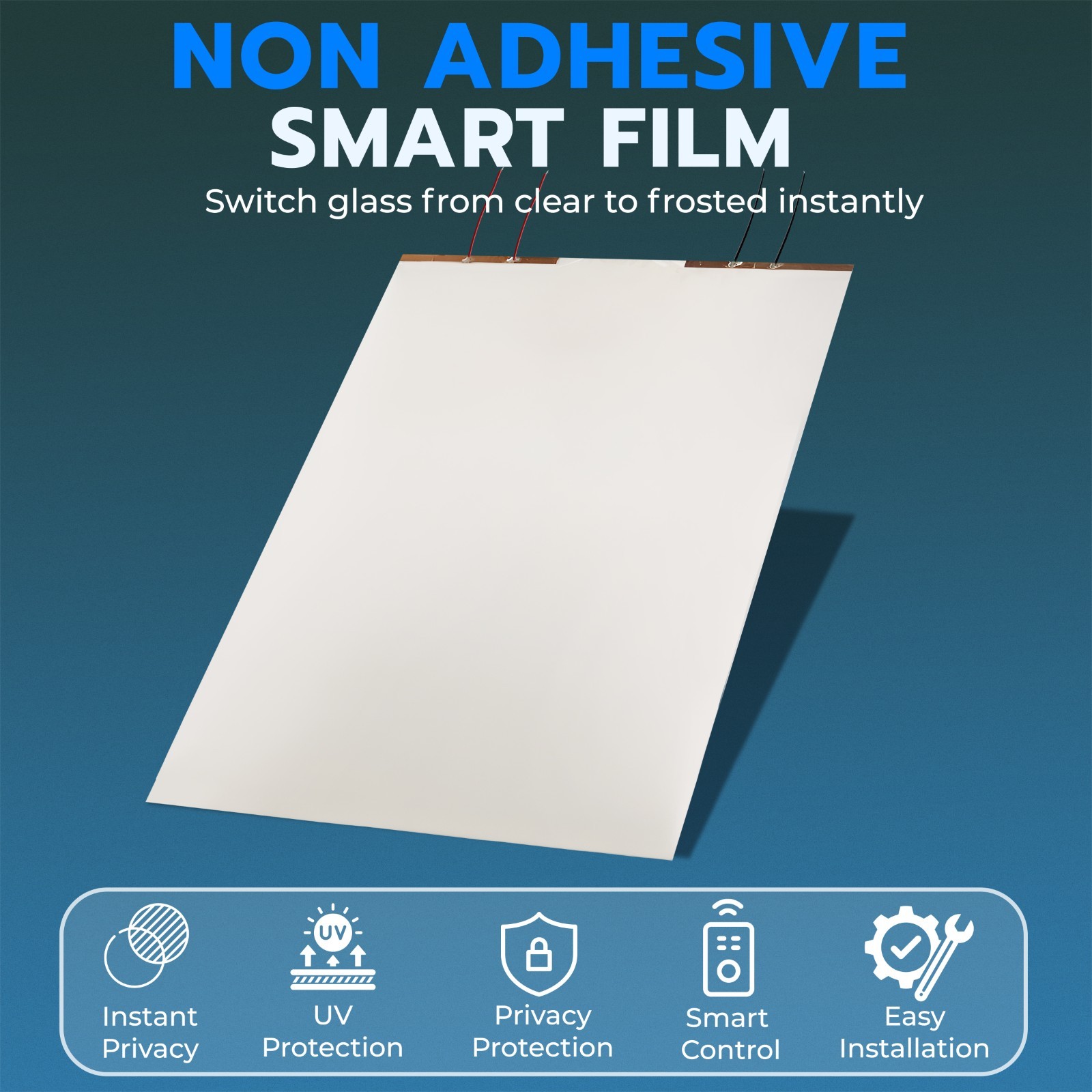 PDLC Smart Film Non Adhesive Switchable Privacy Glass UV Heat No Transformer