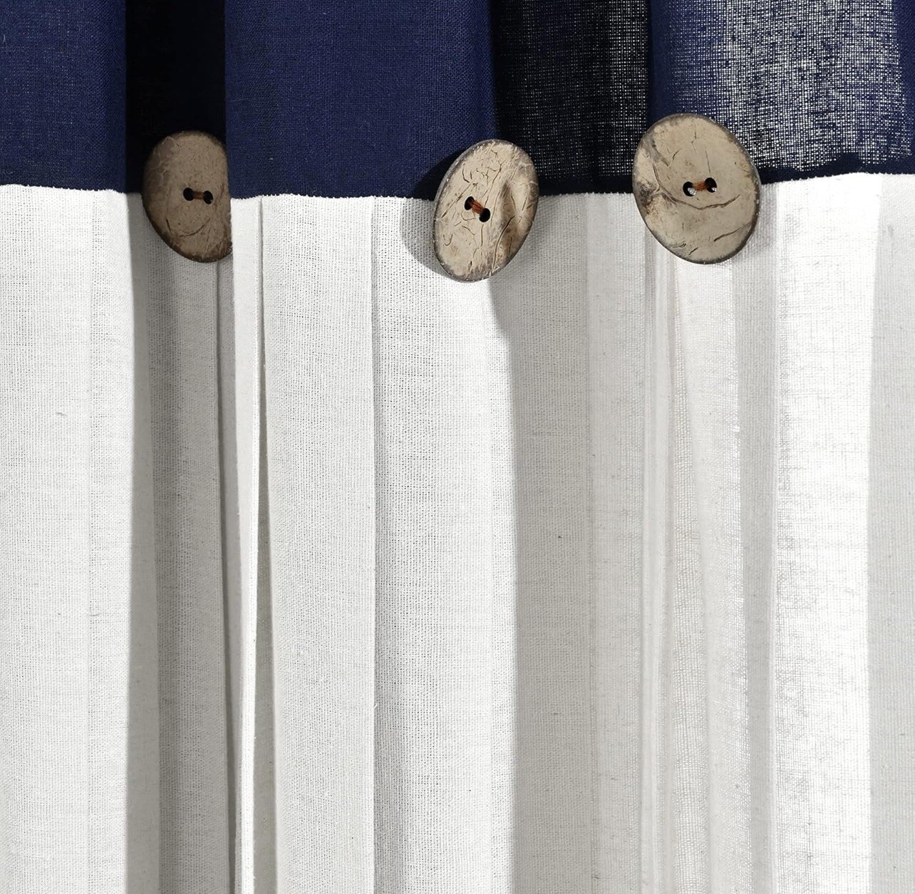 Lush Décor Two Kitchen Tiers Linen Button 29x36in Each Navy