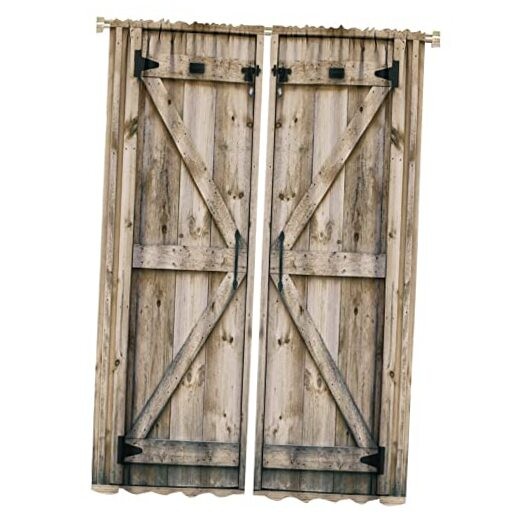 Rustic Wooden Barn Door Blackout Windows 26″W x 84″L (Pack of 2) Style-3
