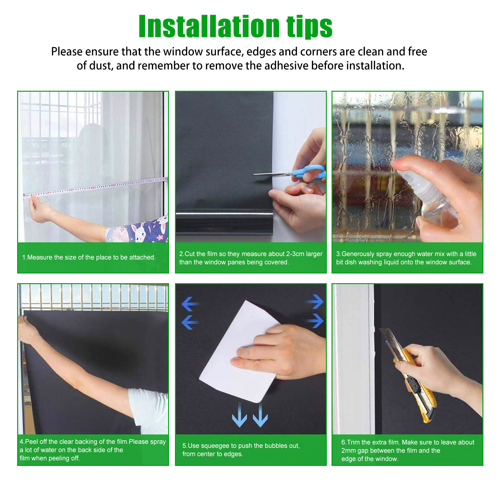 Total Blackout Window Film 100% Light Blocking Room Darkening Static Cling Cover