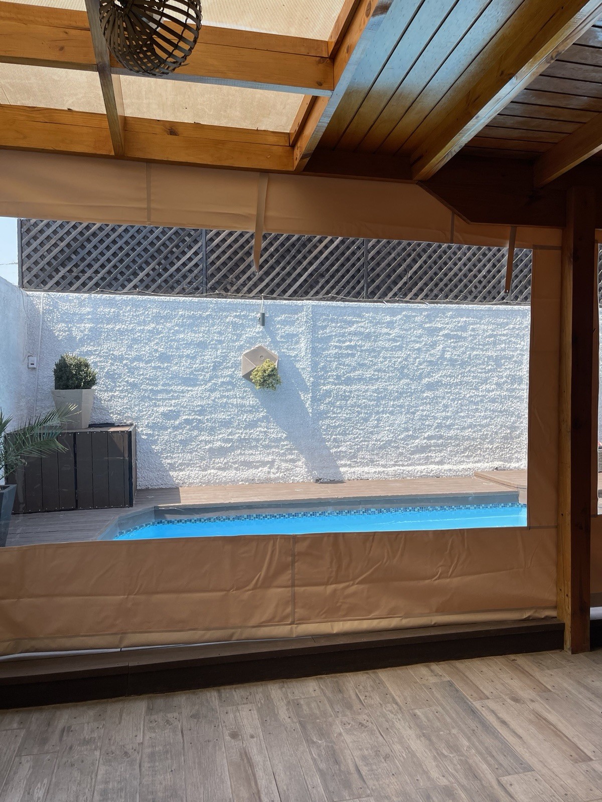 JOHNY TENTS LLC PVC 18oz Clear Vinyl Patio Curtain Cream Custom Made
