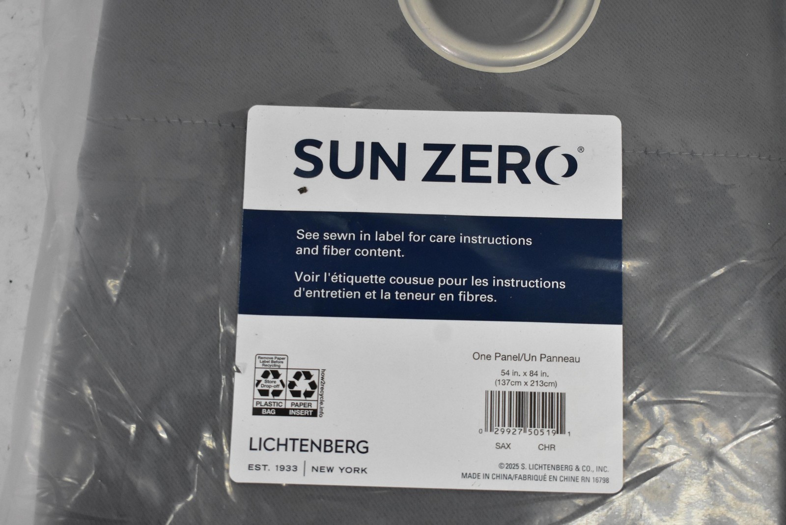 Sun Zero Panels One Panel 54×84 Nolan Blackout Curtain Charcoal Energy Efficient