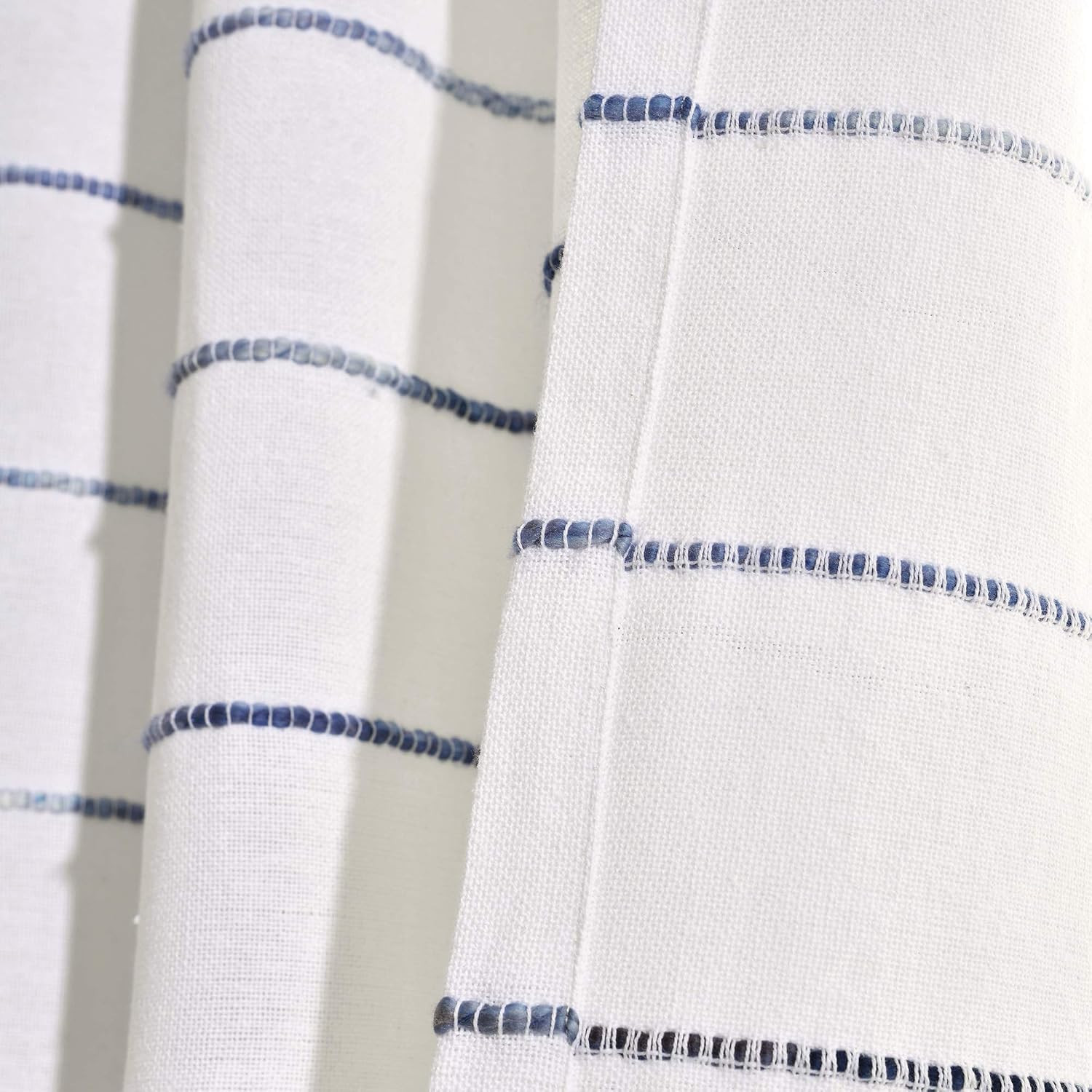 Ombre Stripe Curtain Panel Set, 2, 40”W X 84”L, Navy, Recycled Cotton/Polyeste