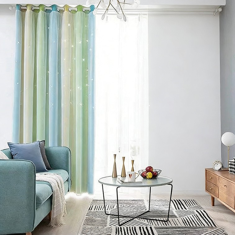 Ethereal Glow Blackout Curtains Light Blocking Lining Double Layer Lace Trim