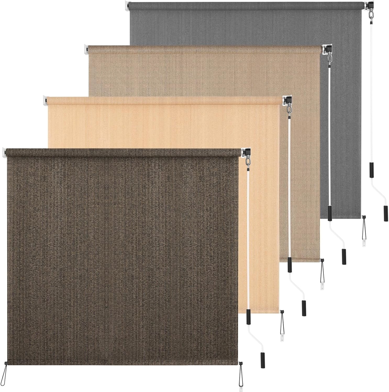 Outdoor Roller Shade 4′ W x 6′ L Cordless Patio Shades Roll Up Outdoors Blinds