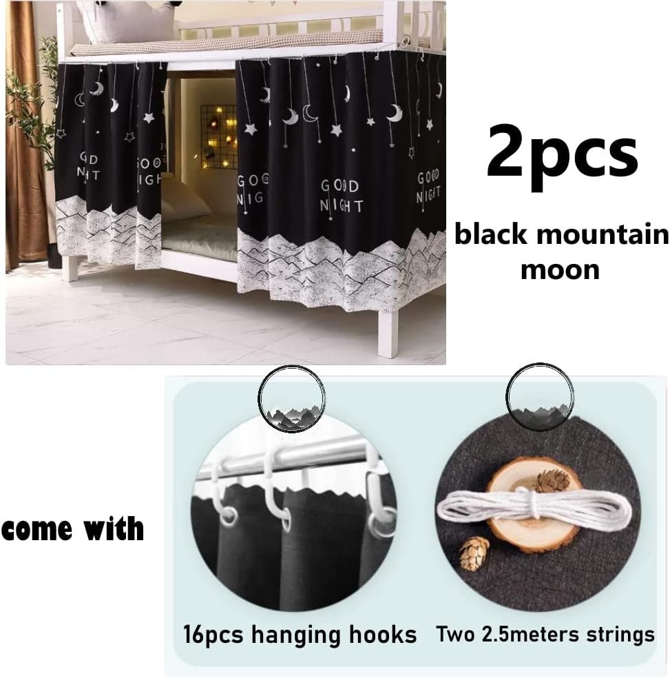 2 Pieces Upper/Bottom Bunk Bed Curtains Dorm Home Blackout Bed Cloth Curtain