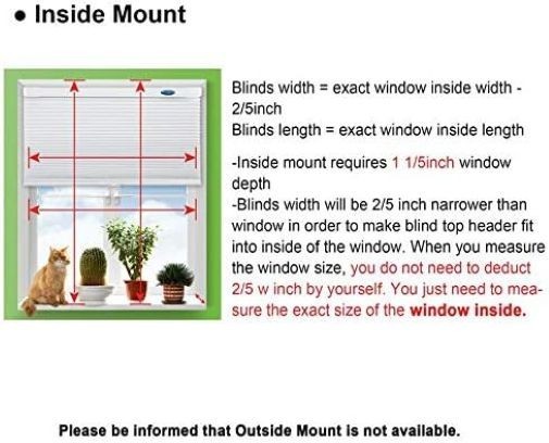 LazBlinds Cordless Cellular Shade, No Tools No Drill White, 32″ W x 48″ H
