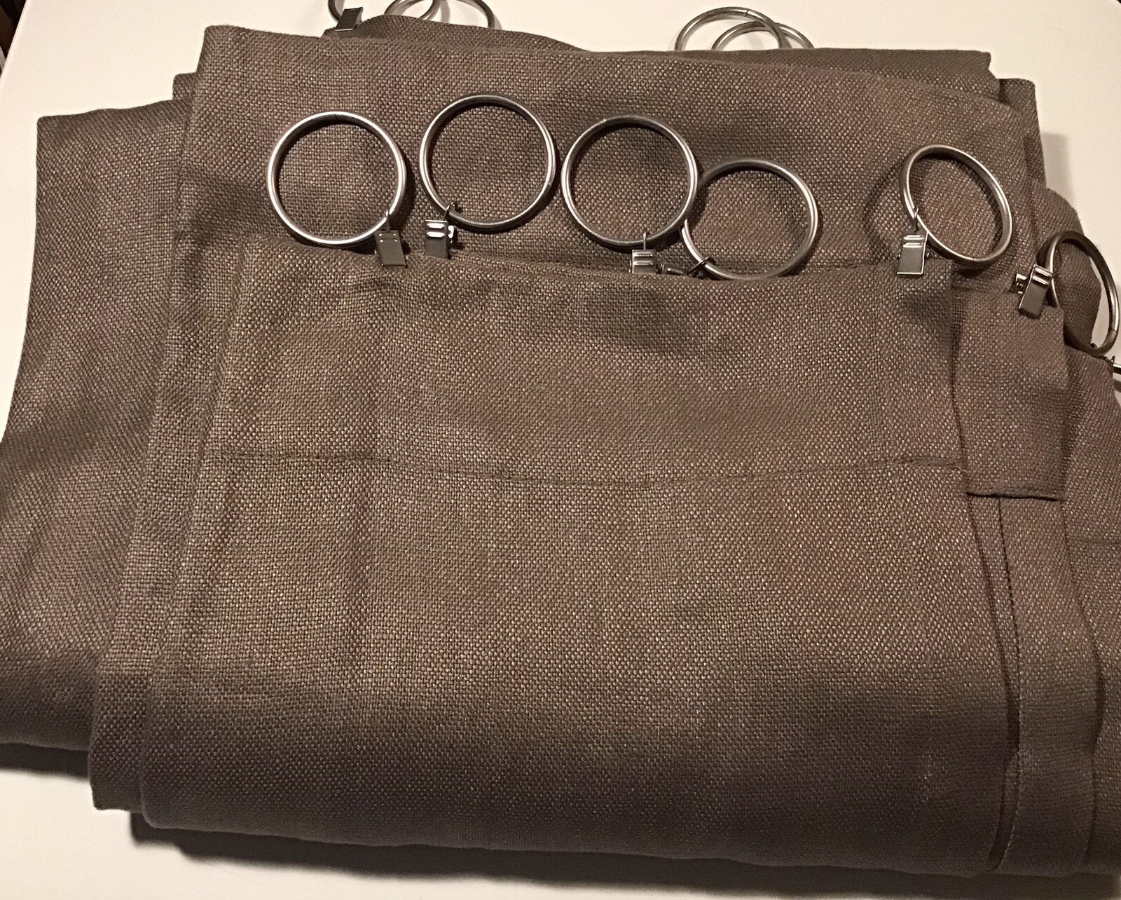 Cindy Crawford Style Linen Curtains Pair. Rod Pocket 48” X 82” Mocha / Brown