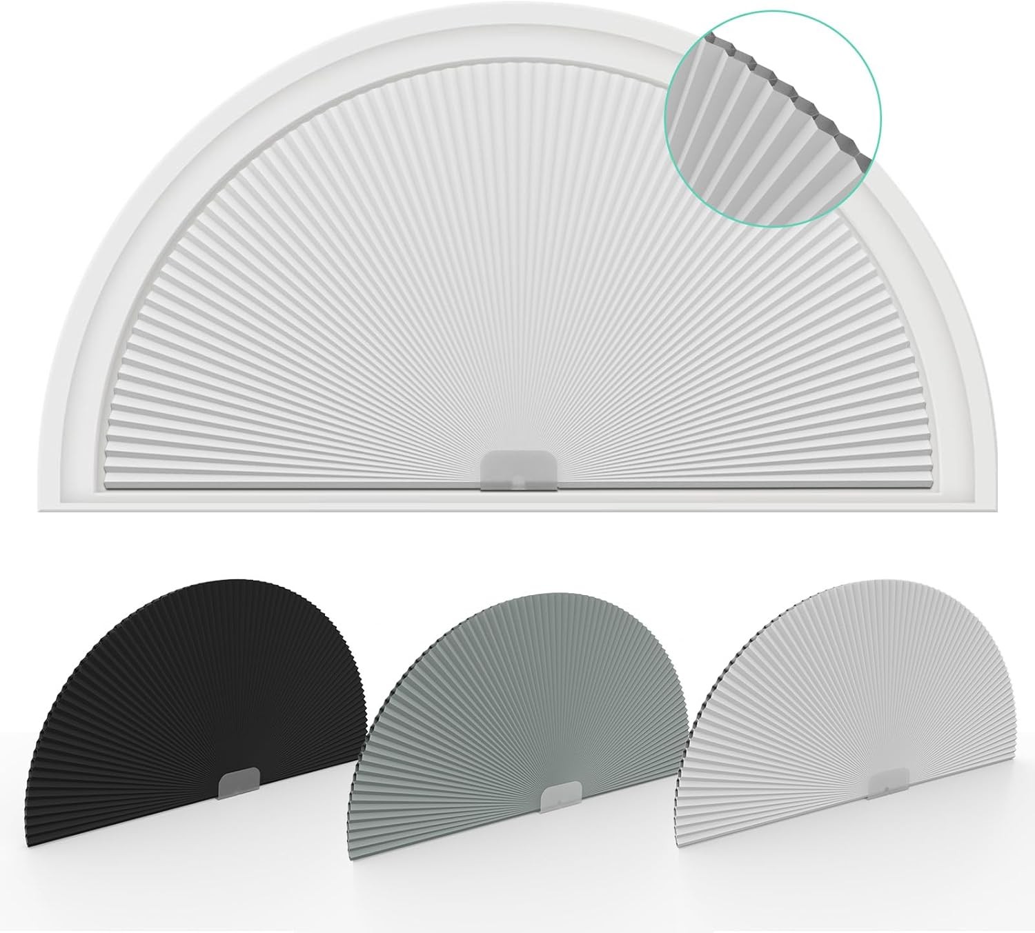 Long blackout arched curtain, blackout type, half-moon shape (radius: 24 inches)