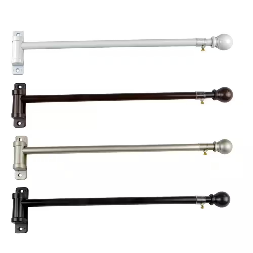 17″-26″ Adjustable Swing Curtain Rod 5/8″ Dia. in White