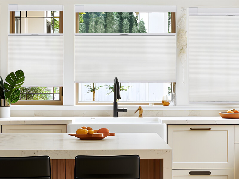 No Drill No Screw Top Down Bottom Up Light Filtering White Cellular Blind Shades