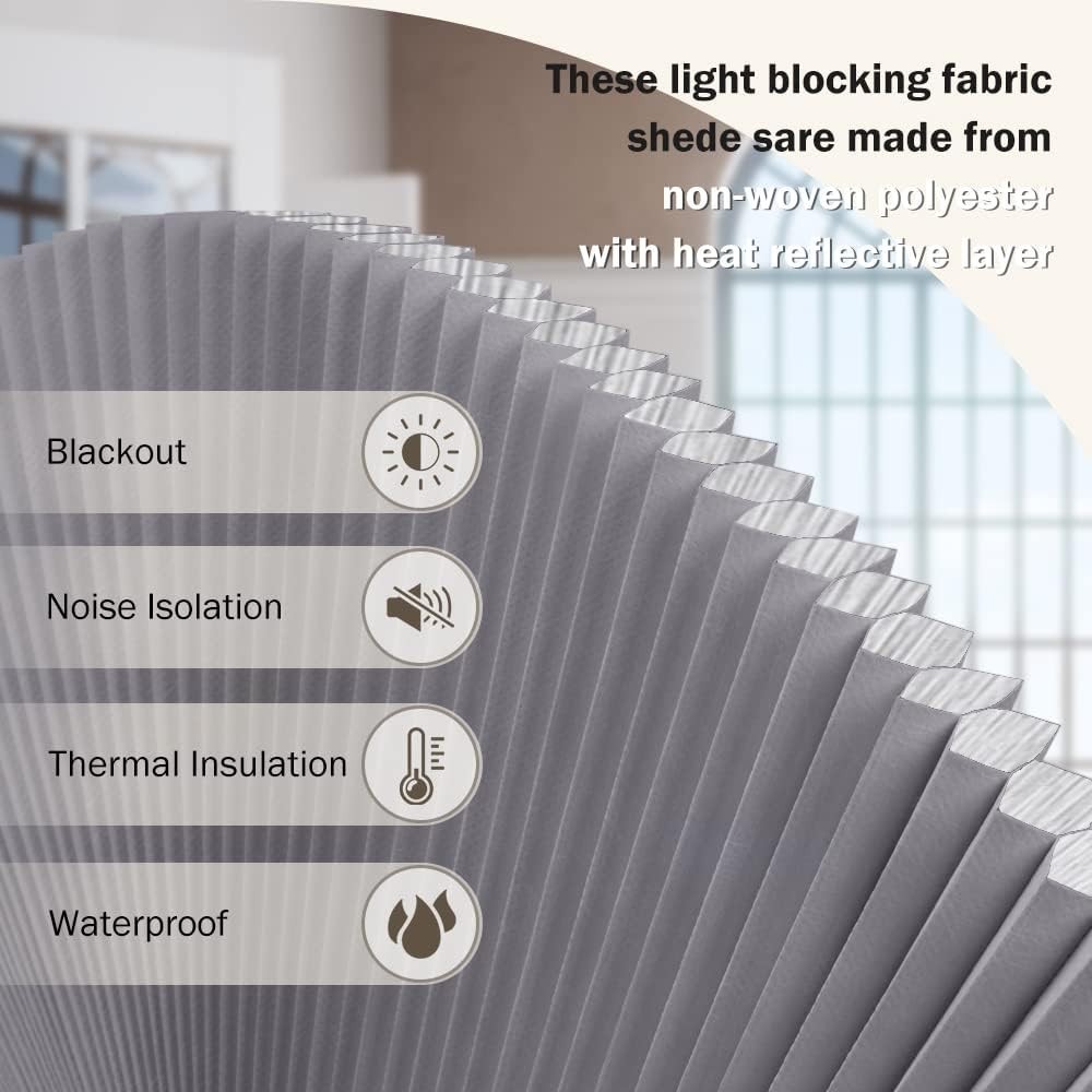Arch Window Shades Half Circle Round Blackout Pleated Blinds radius 36″ Dual
