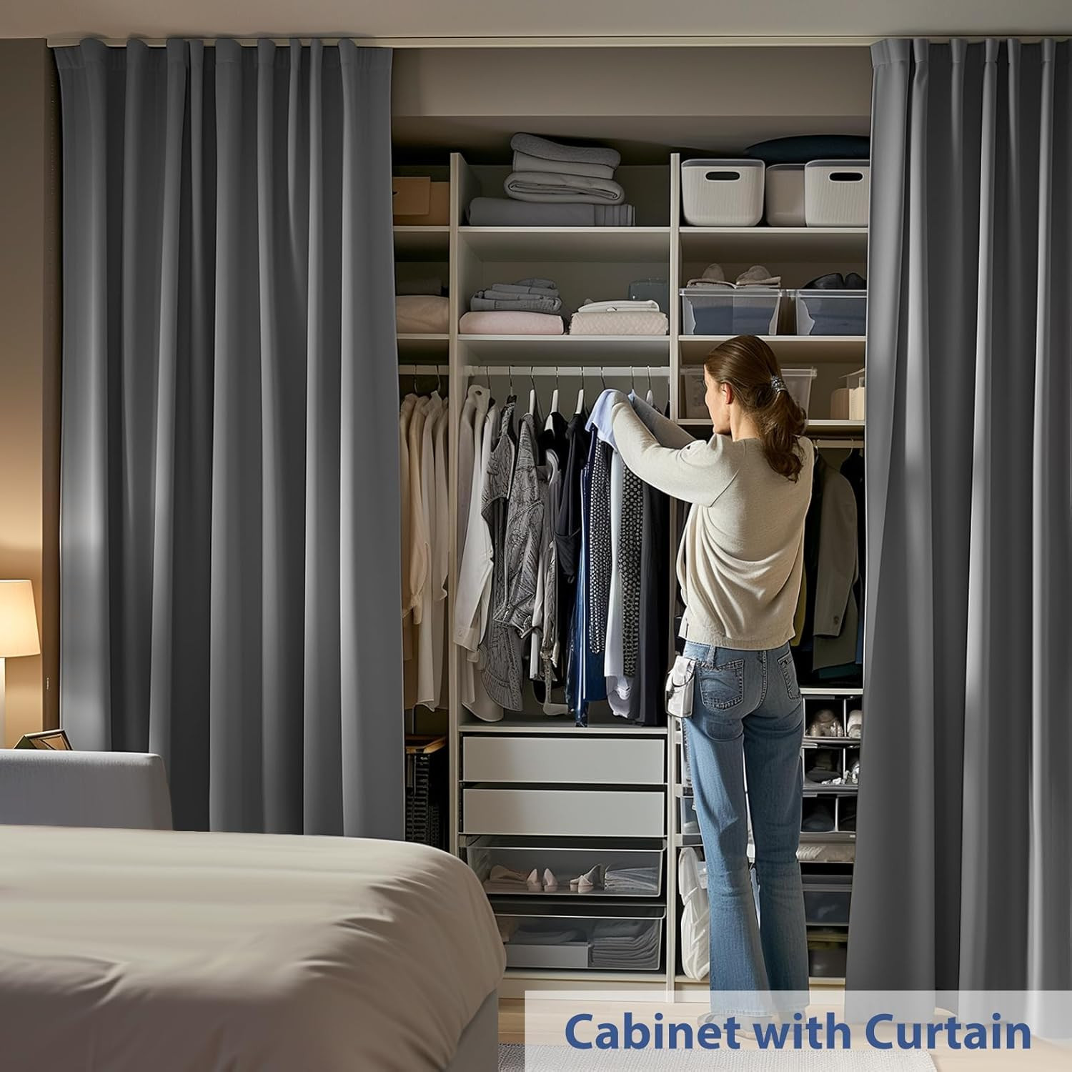 Room Divider Ceiling Mounted Curtains Track Sets Extra Wide Blackout Curtain Fle