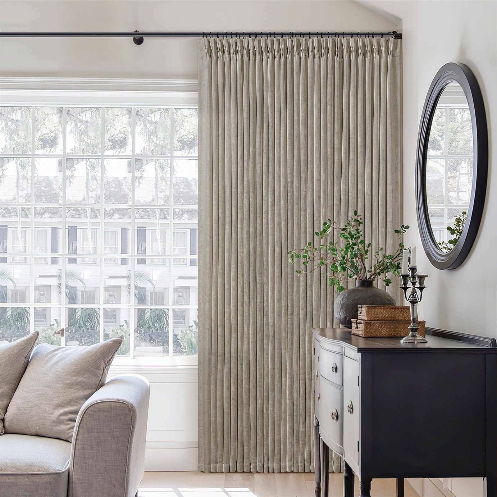 Extra Wide Taupe Linen Curtain 96 Inches Long 70 Inch Wide for Living Dining …