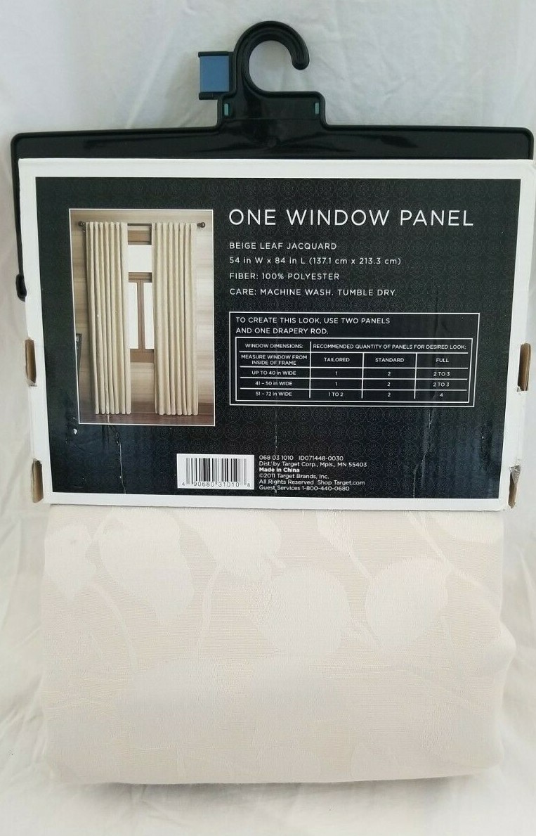 2 Home Beige Leaf Jacquard Window Panels (1 pair) 108″ x 84″ NIP