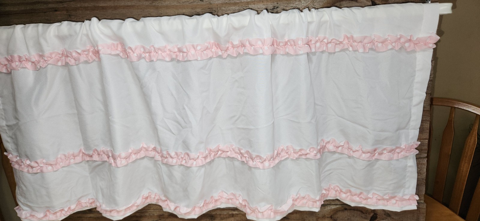 White Valance Sweet Pink Polka Dot Ruffle Tiers Essential Home Table Runner
