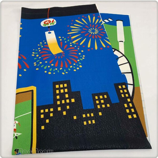 Noren Door Panel Split Room Divider Soccer Game Fireworks Kawaii Cat Art Decor