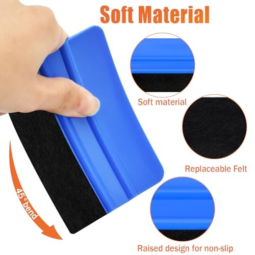 4 Pcs Felt Squeegee for Vinyl, 4 Inch Felt Edge Vinyl Squeegee Blue & Black