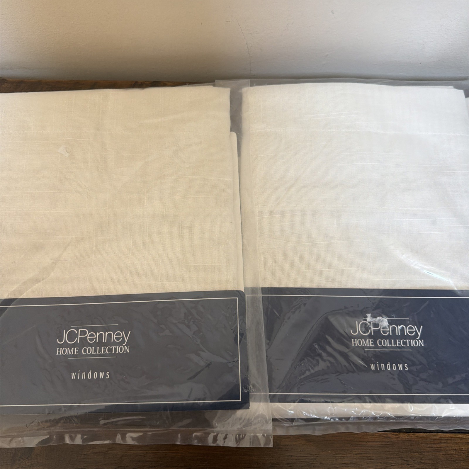 2 JcPenney Home Collection Sawtooth Valance 60x 16 Lynette Soft Cream