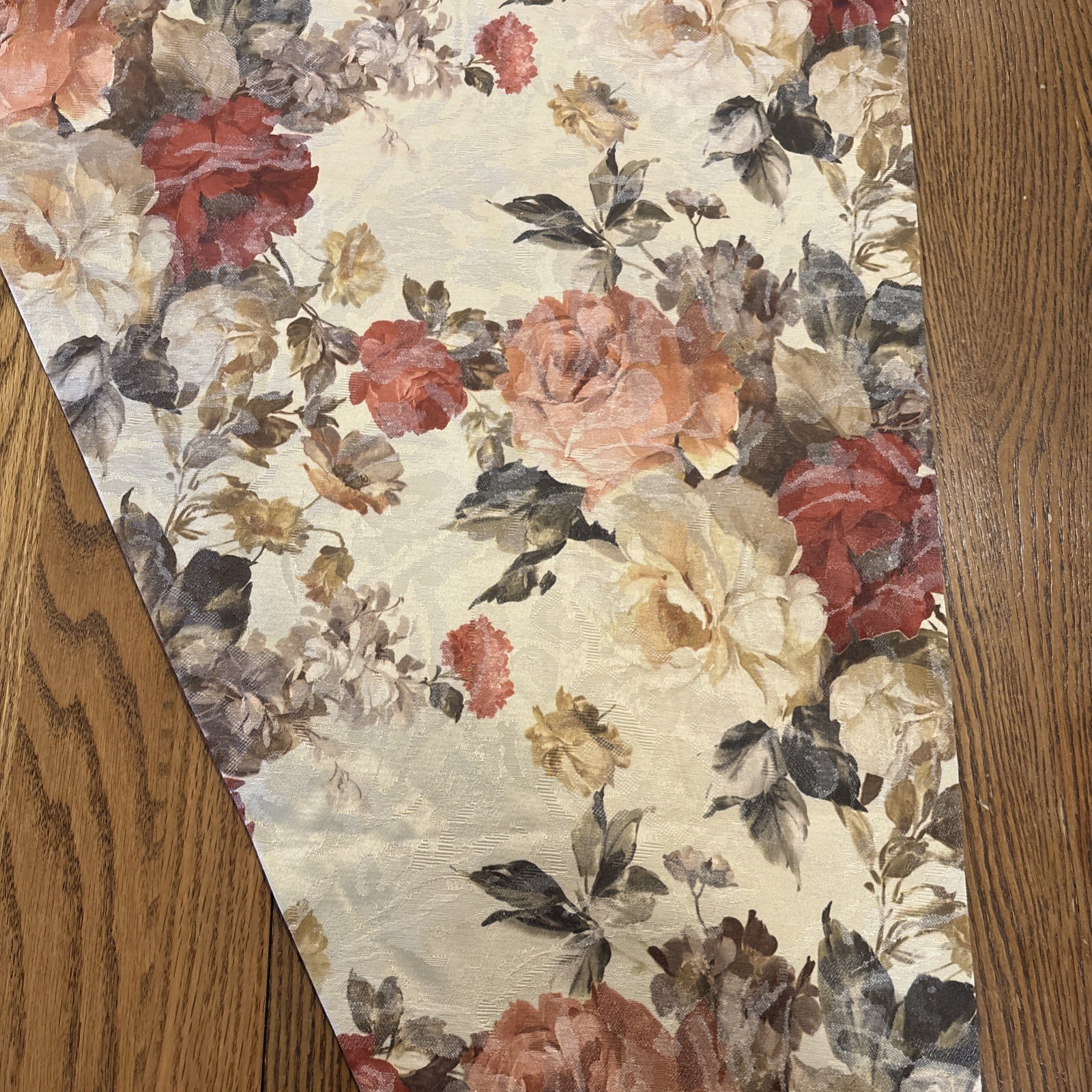 Set of 2 24×61” Floral Rose Lined Curtain Panels, Left & Right, Wide Rod Pocket