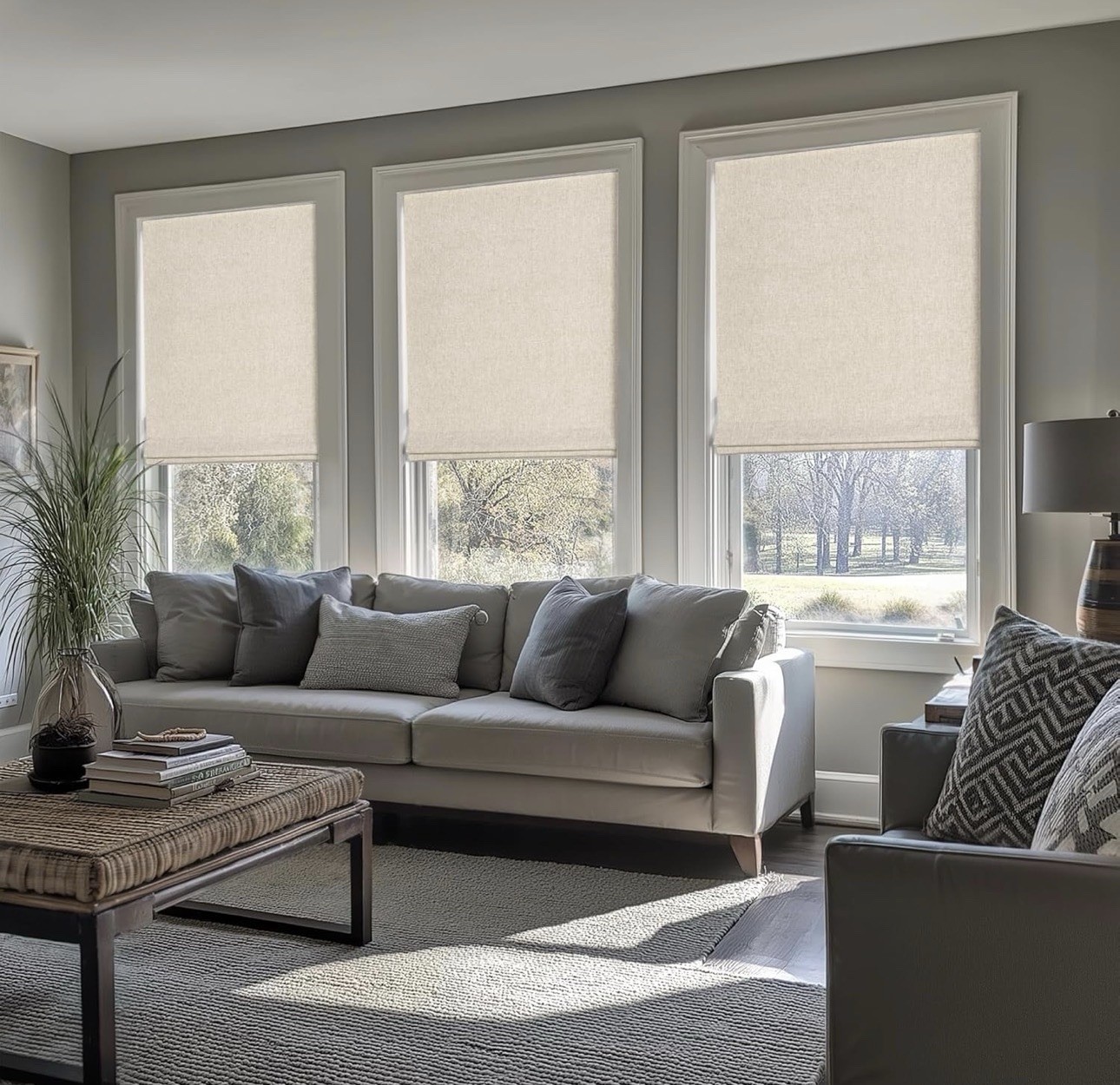 LazBlinds No Drill Cordless Roman Shade 28×64 ￼ Belgium Beige Light Blocking